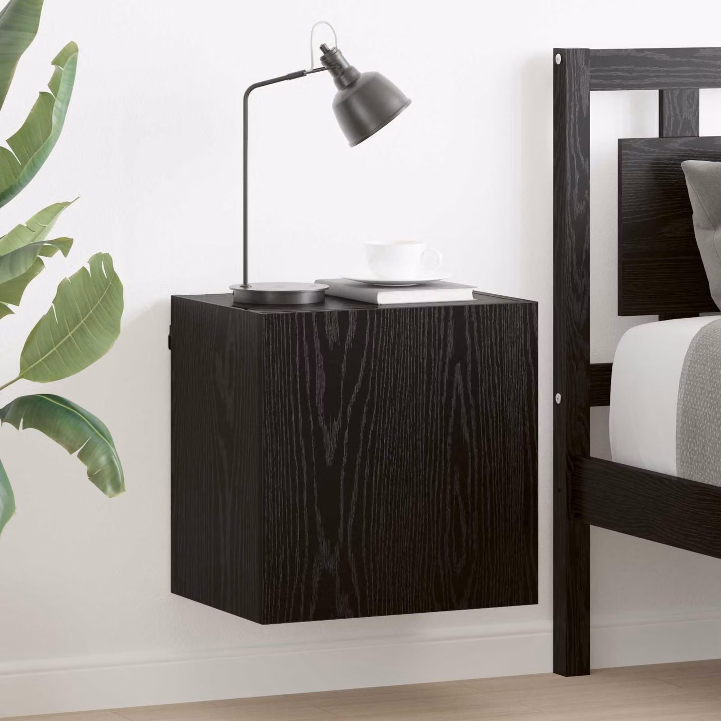 Mobile TV da parete vidaXL moderno in legno MDF, Nero, L 40,5 cm x P 30 cm x H 40 cm