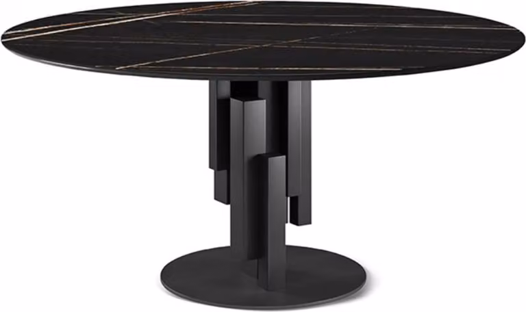 Tavolo da pranzo Casa Padrino nero Ø 158 x H. 75 cm - Tavolo da pranzo rotondo moderno con piano in Vetroceramica - Mobili per la sala da pranzo - Qualità lusso - Italy