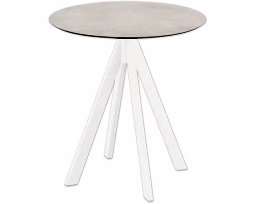 Infinity - Tavolo da patio, struttura bianca + piano in HPL color pietra di luna Ø70 cm, 1 pezzo