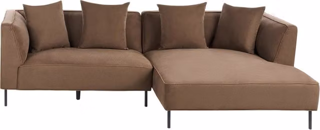 Divano angolare a 3 posti BELIANI in tessuto marrone con orientamento a sinistra e cuscini decorativi per il tuo soggiorno in stile moderno L/P/H: 271 x 154 x 80 cm – 1