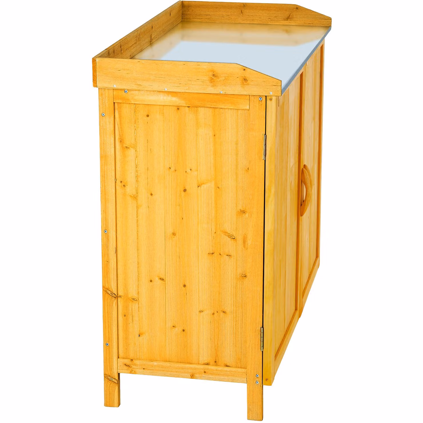 Tavolino da giardinaggio con armadietto TecTake in legno di pino e metallo, marrone rustico, L/P/H: 95 x 48 x 48 cm – 4