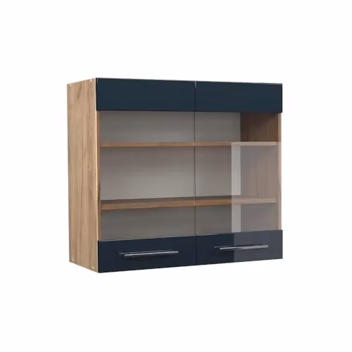 Vicco Mobile da cucina in vetro Fame-Line, Blu scuro lucido, 80 cm