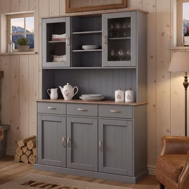 Madia Castana, Credenza 3 Cassetti, 131x45x191h cm Grigio