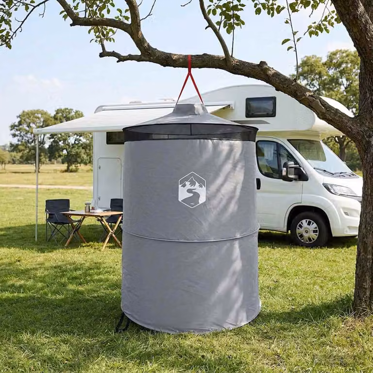 Tenda pop-up per toilette con corda sospesa vidaXL, Grigio e arancione