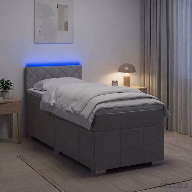 Letto box spring ibrido vidaXL con materasso a molle insacchettate e base contenitore, Grigio, L: 200 cm, P: 100 cm, H: 100,5 cm – 1