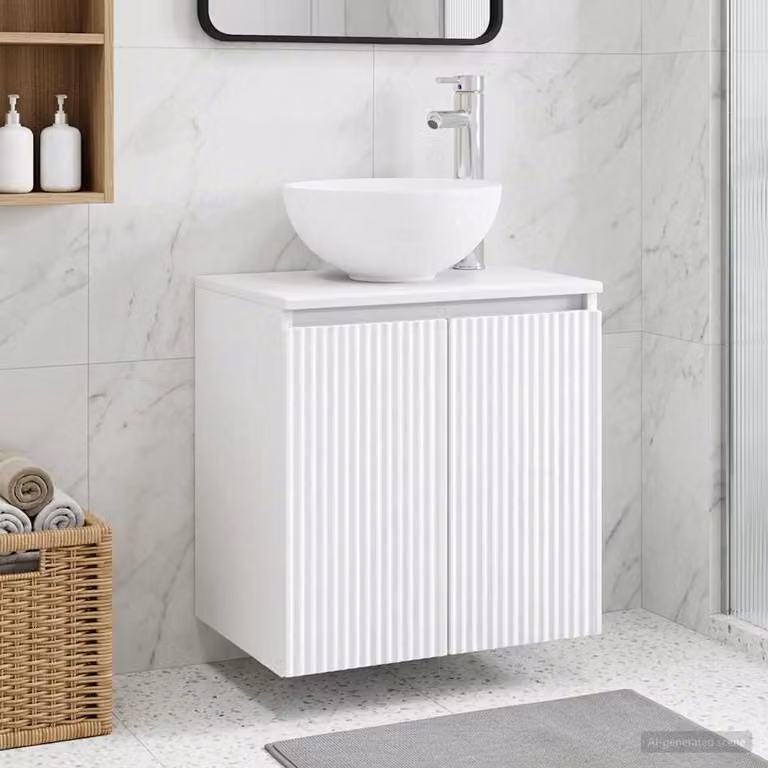 Lavabo da parete moderno vidaXL bianco L: 49,5 cm, P: 35 cm, H: 63 cm
