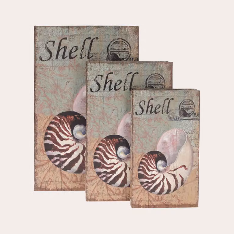 KEYHOMESTORE | Tris di Scatole Libro con Design a Conchiglia
