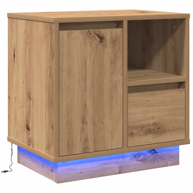 Armadio da notte moderno vidaXL in legno color marrone con illuminazione integrata L 50 cm x P 34,5 cm x H 50 cm