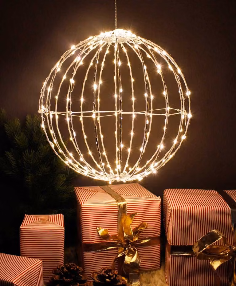 Palla luminosa a LED 30 cm pieghevole con timer Luci di Natale Palla LED 200 LED luci fiabesche per interni ed esterni bianco caldo