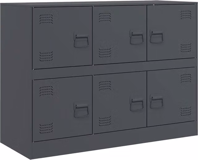 Credenza Buffet in Acciaio Antracite con Design Industriale L: 99 cm, P: 39 cm, H: 73 cm