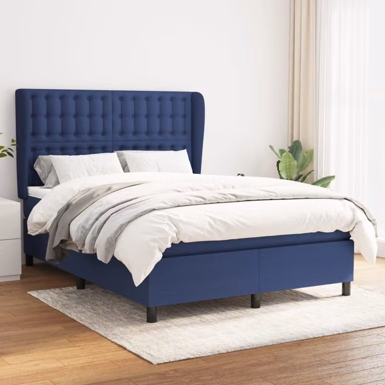 Maison Exclusive - Giroletto a Molle con Materasso Blu 140x190 cm in Tessuto