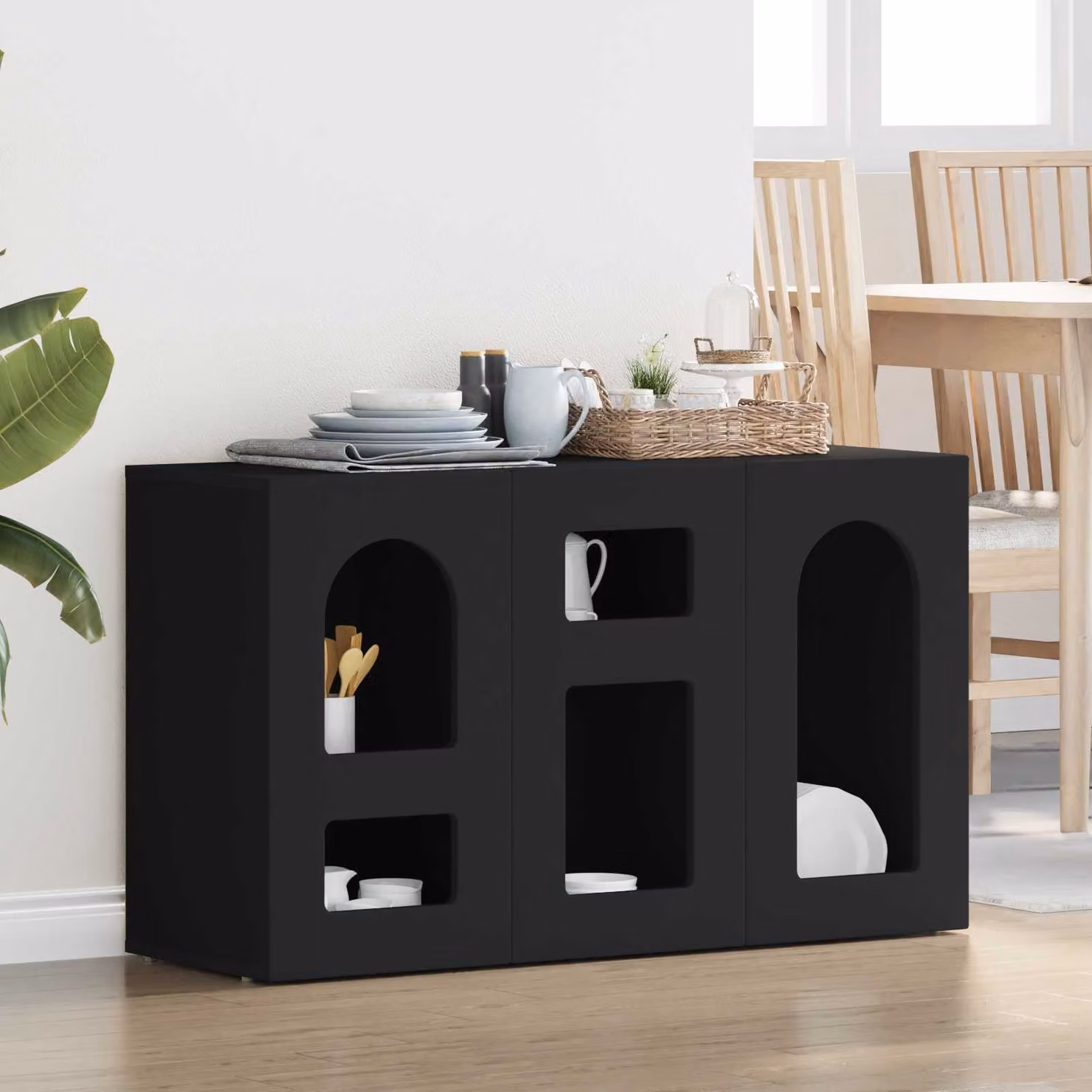 Credenza moderna vidaXL ELST in legno ingegnerizzato nero L 100 x P 35 x H 59 cm
