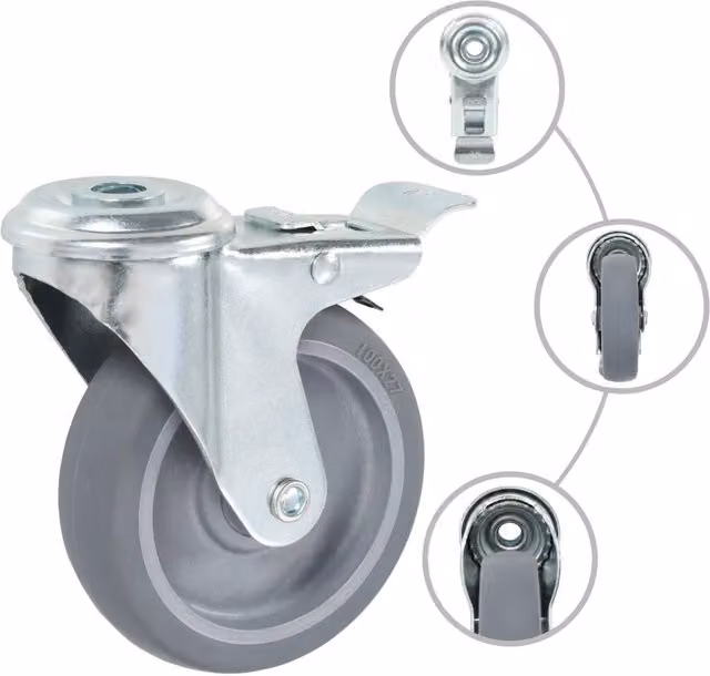 Set di 24 ruote girevoli con foro per bulloni vidaXL, colore grigio, diametro 100 mm