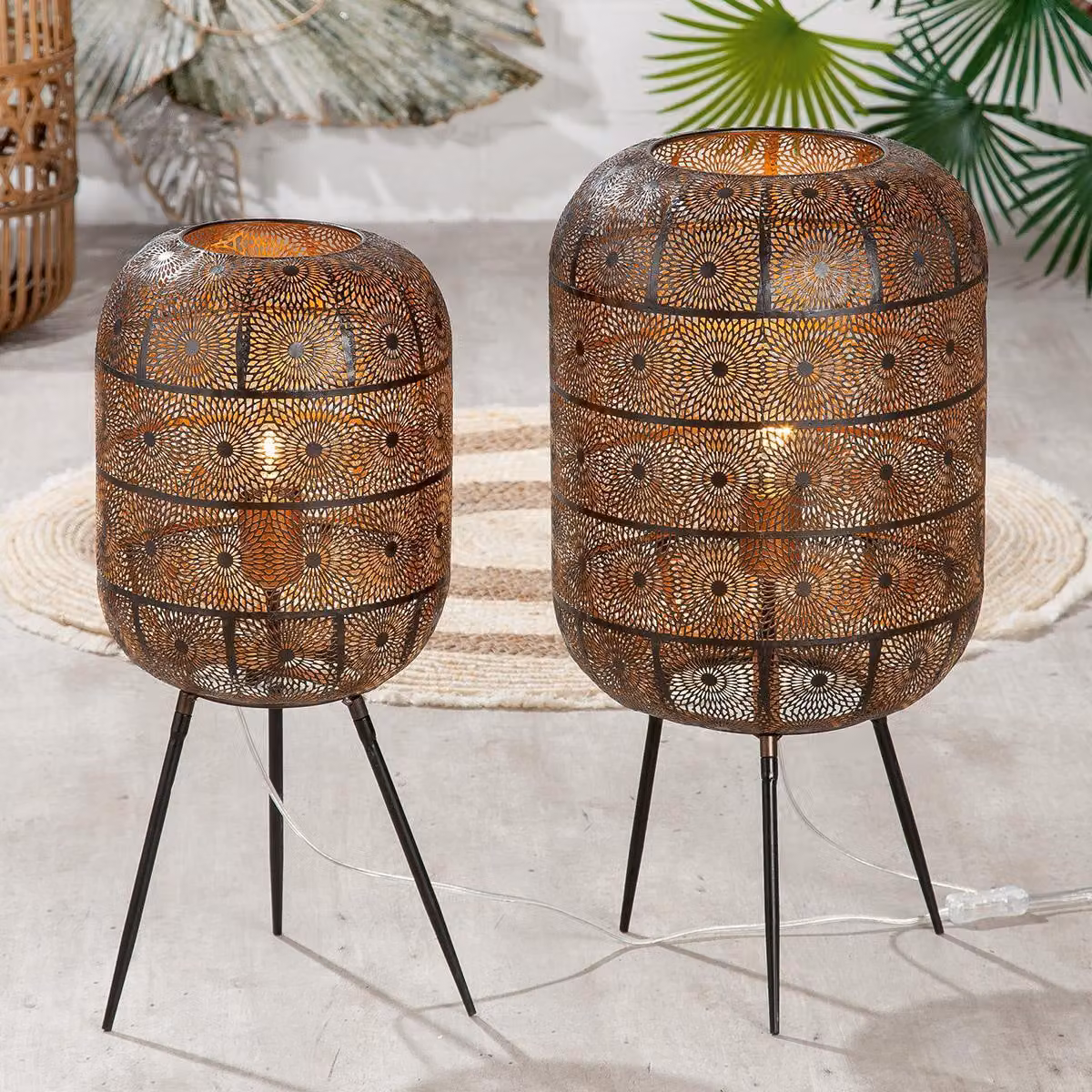 Lampada da terra Gilde, modello Menara, stile orientale, metallo, colore nero, confezione singola, diametro: 30 cm, altezza: 62,00 cm, codice prodotto: 50044