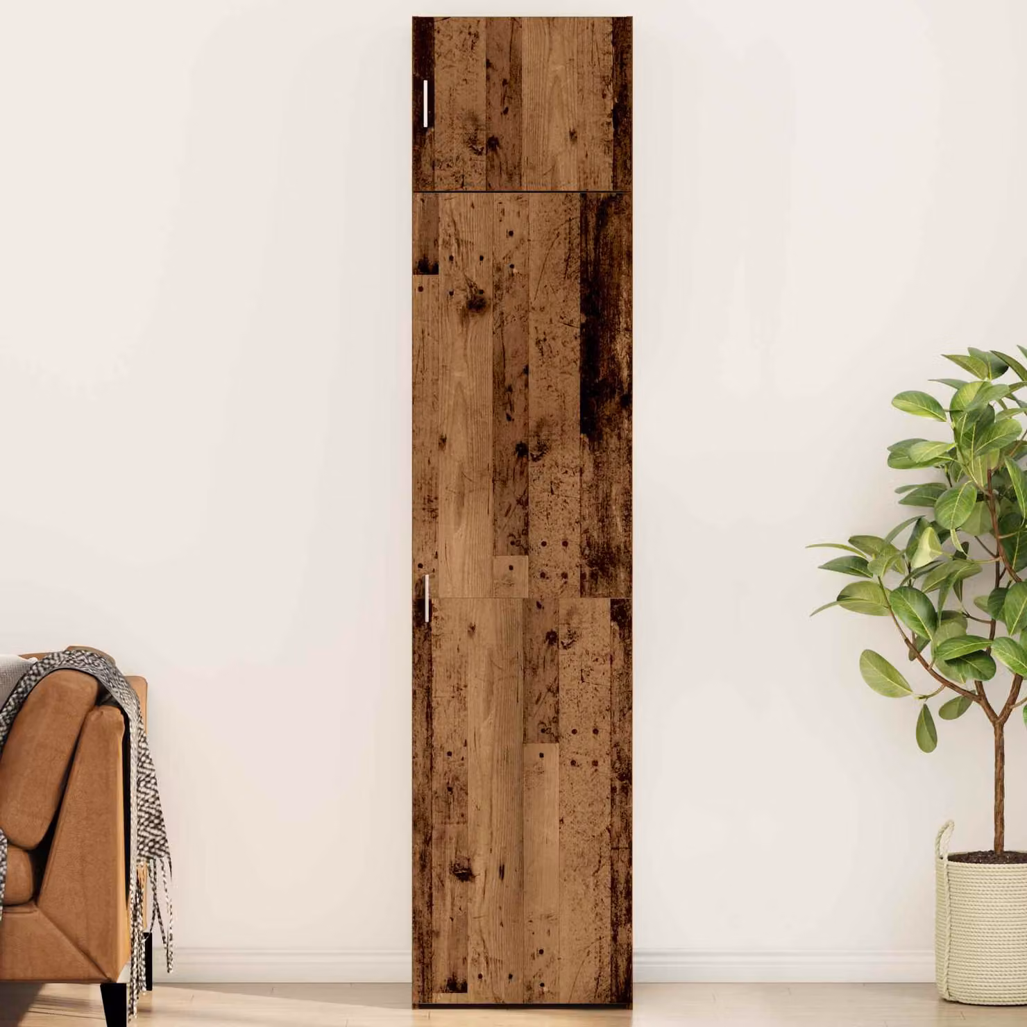 Set di 2 credenze vidaXL in legno effetto antico marrone e nero L/P/H: 50 x 41 x 225 cm
