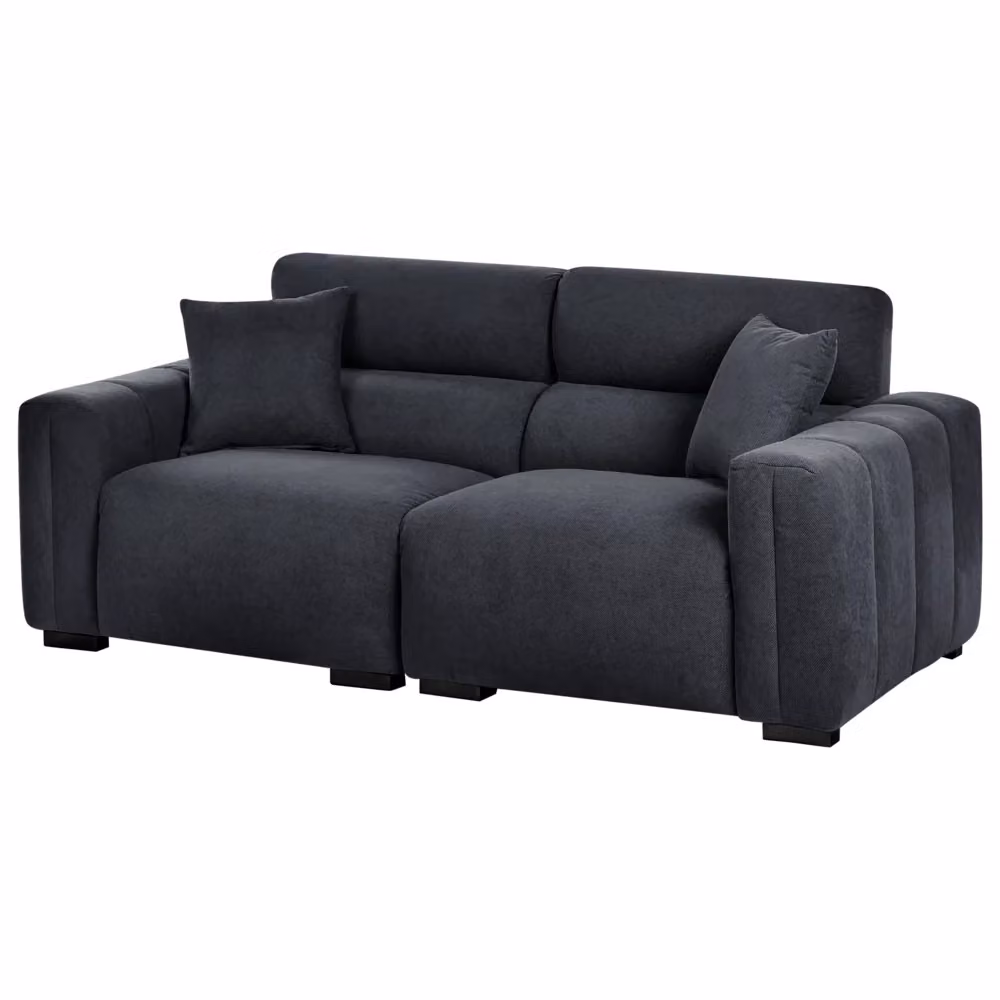 Divano moderno a 3 posti BELIANI in tessuto nero con cuscini e coperture rimovibili L: 203 cm, P: 84 cm, H: 96 cm – 2