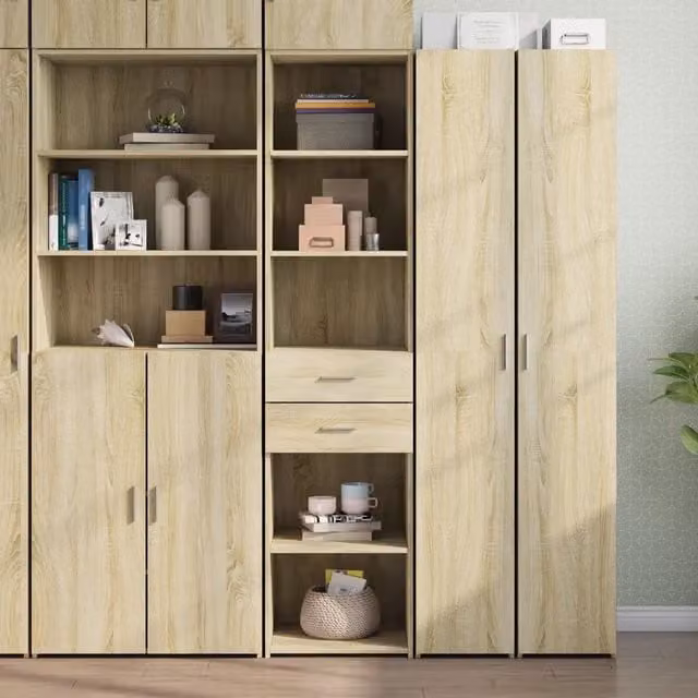 Credenza Buffet Armadio da Cucina Design Mania in Legno Multistrato Rovere Sonoma, Colore Marrone e Beige, L: 45 cm, P: 42,5 cm, H: 185 cm