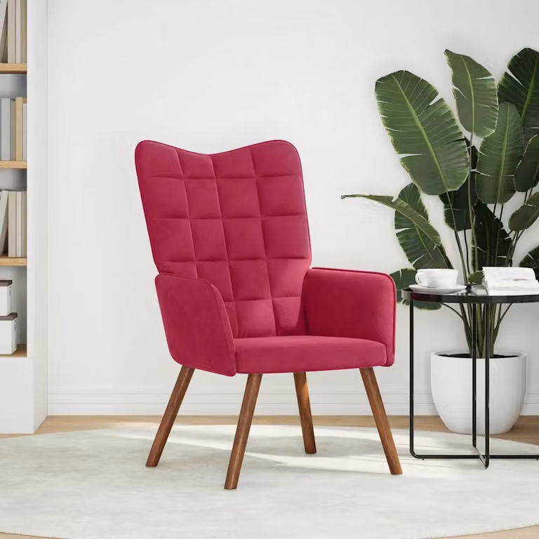 vidaXL Sedia Relax Rosso Vino in Velluto