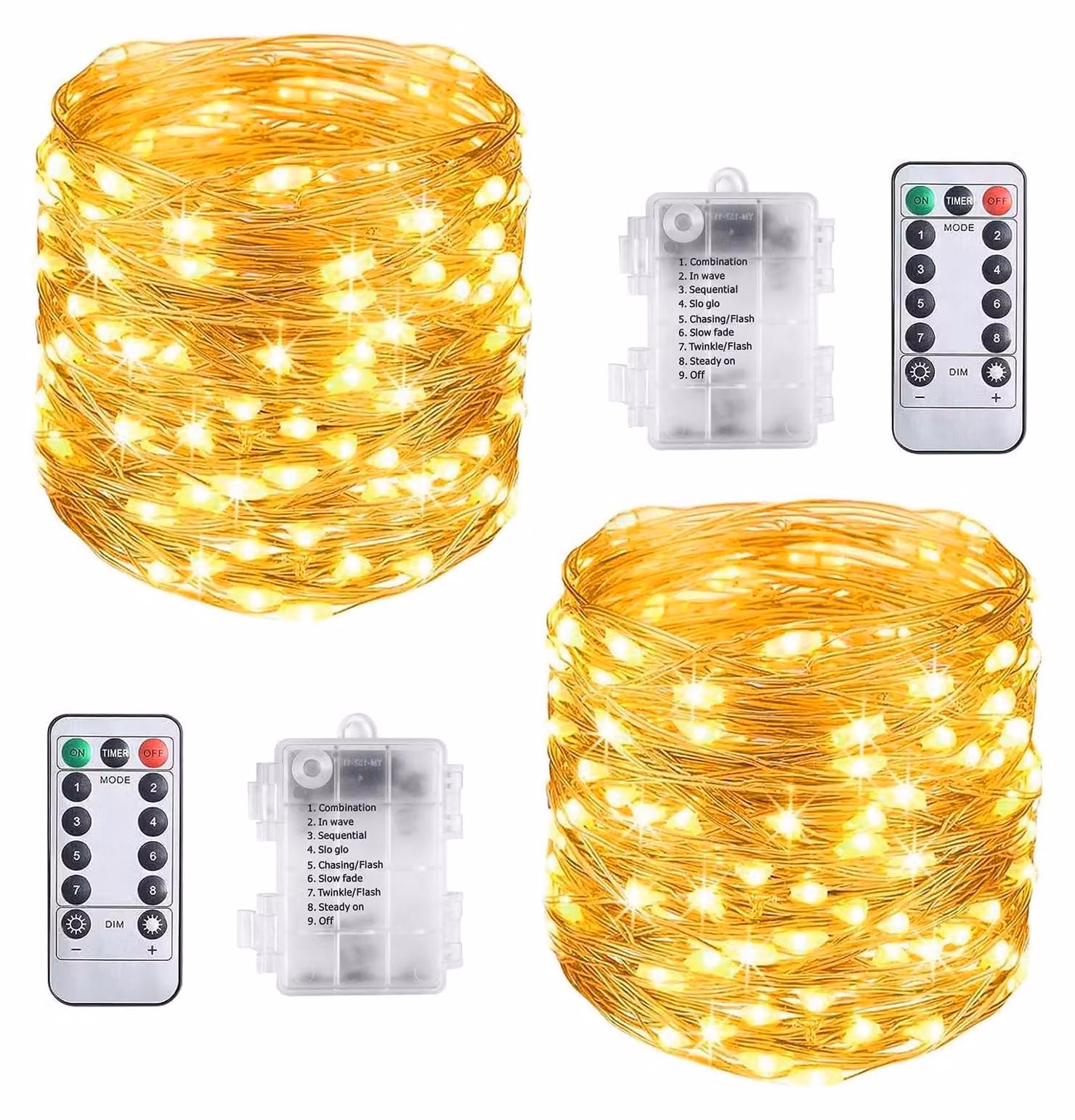 Catena luminosa a LED, 2 x 10 metri, 100 LED, luce bianca calda, grado di protezione IP65, impermeabile