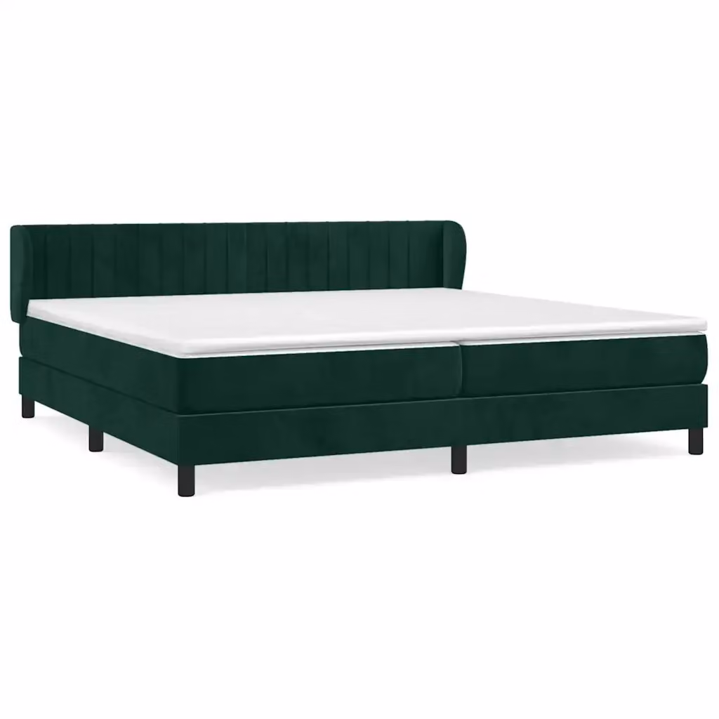 vidaXL Giroletto a Molle Ibrido con Materasso in Velluto Verde Scuro e Bianco, Struttura in Legno di Larice, L/P/H: 200 x 200 x 88 cm – 2
