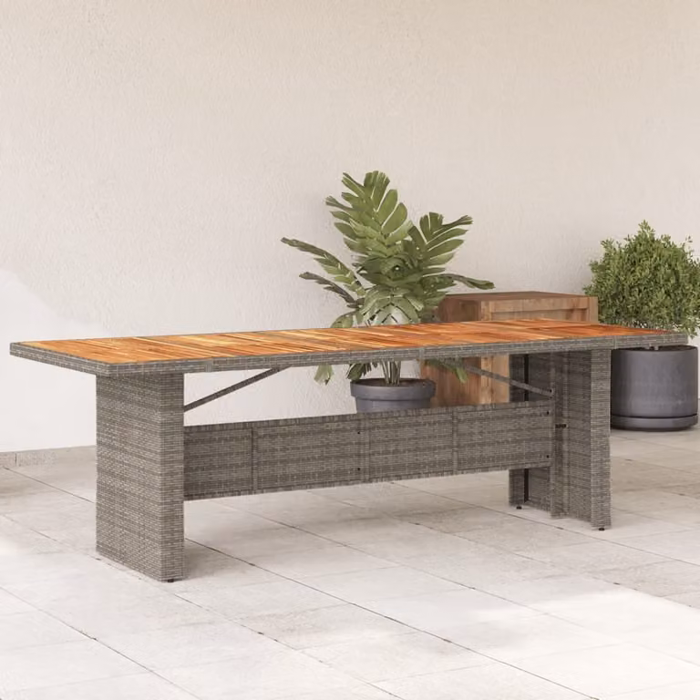 Maison Exclusive - Tavolo da giardino con piano in legno di acacia grigio 240x90x75 cm in rattan sintetico