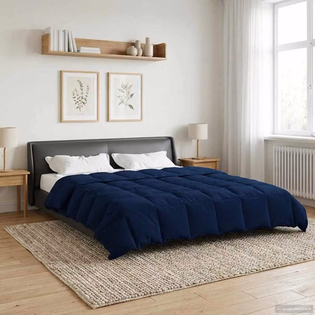 Piumino estivo traspirante e reversibile vidaXL in microfibra blu, L: 240 cm, P: 220 cm