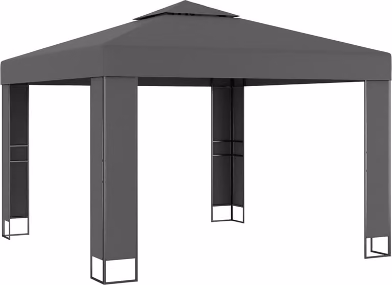 Gazebo con Tetto Doppio 3x3 m Antracite