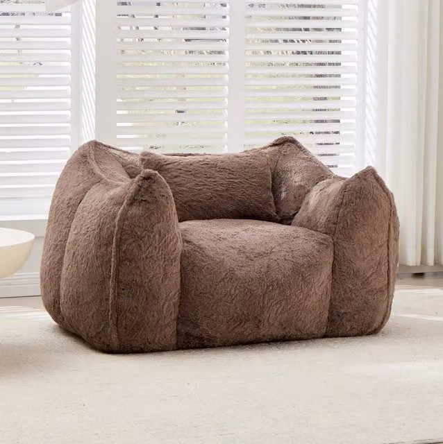 Poltrona con poggiapiedi ergonomica in tessuto tecnico marrone