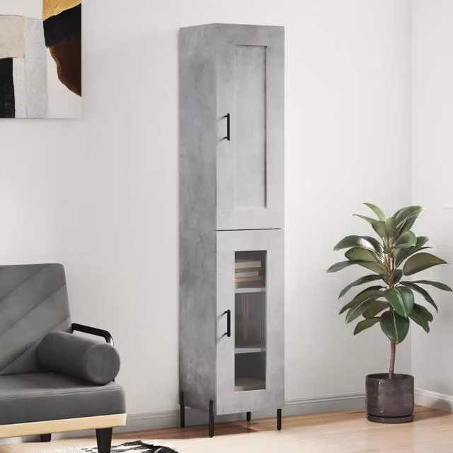 Credenza Buffet Armadio da Cucina Design Mania Grigio Cemento L/P/H: 34,5 x 34 x 180 cm