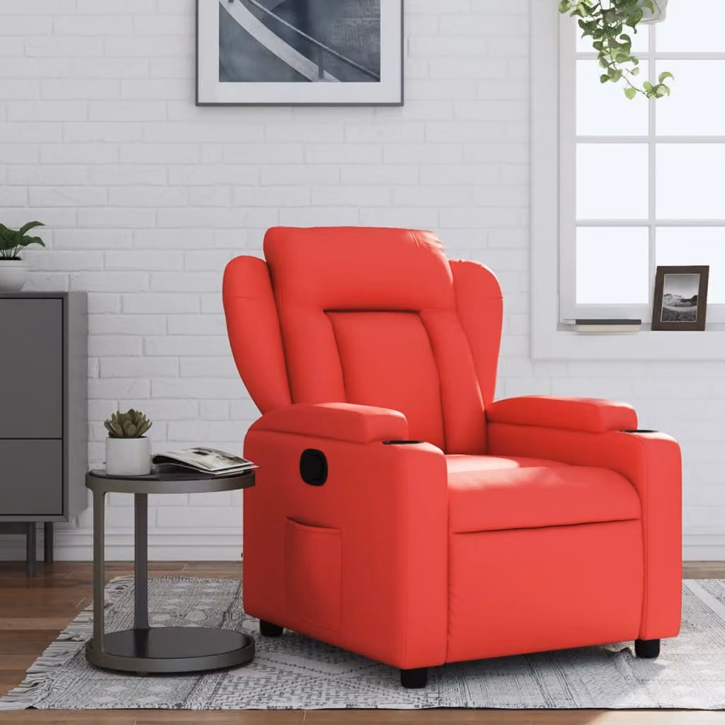 Poltrona Reclinabile Relax vidaXL in Similpelle Rossa con Braccioli e Reclinazione Manuale