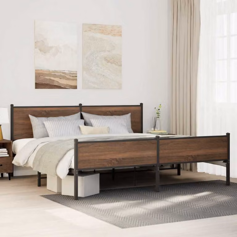vidaXL Giroletto in Metallo Rovere Marrone L/P: 200 x 200 cm