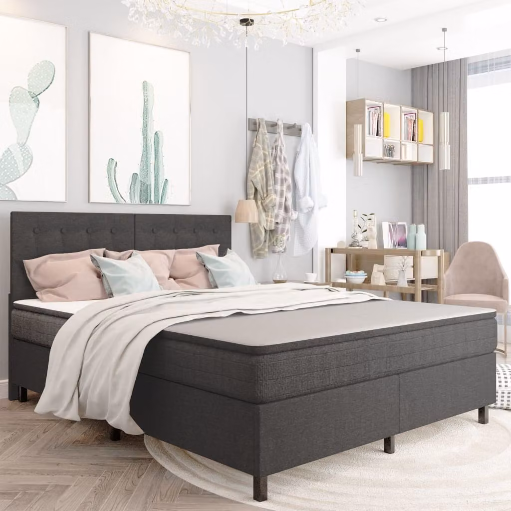 The Living Store Letto a molle insacchettate in tessuto grigio scuro 160x200 cm
