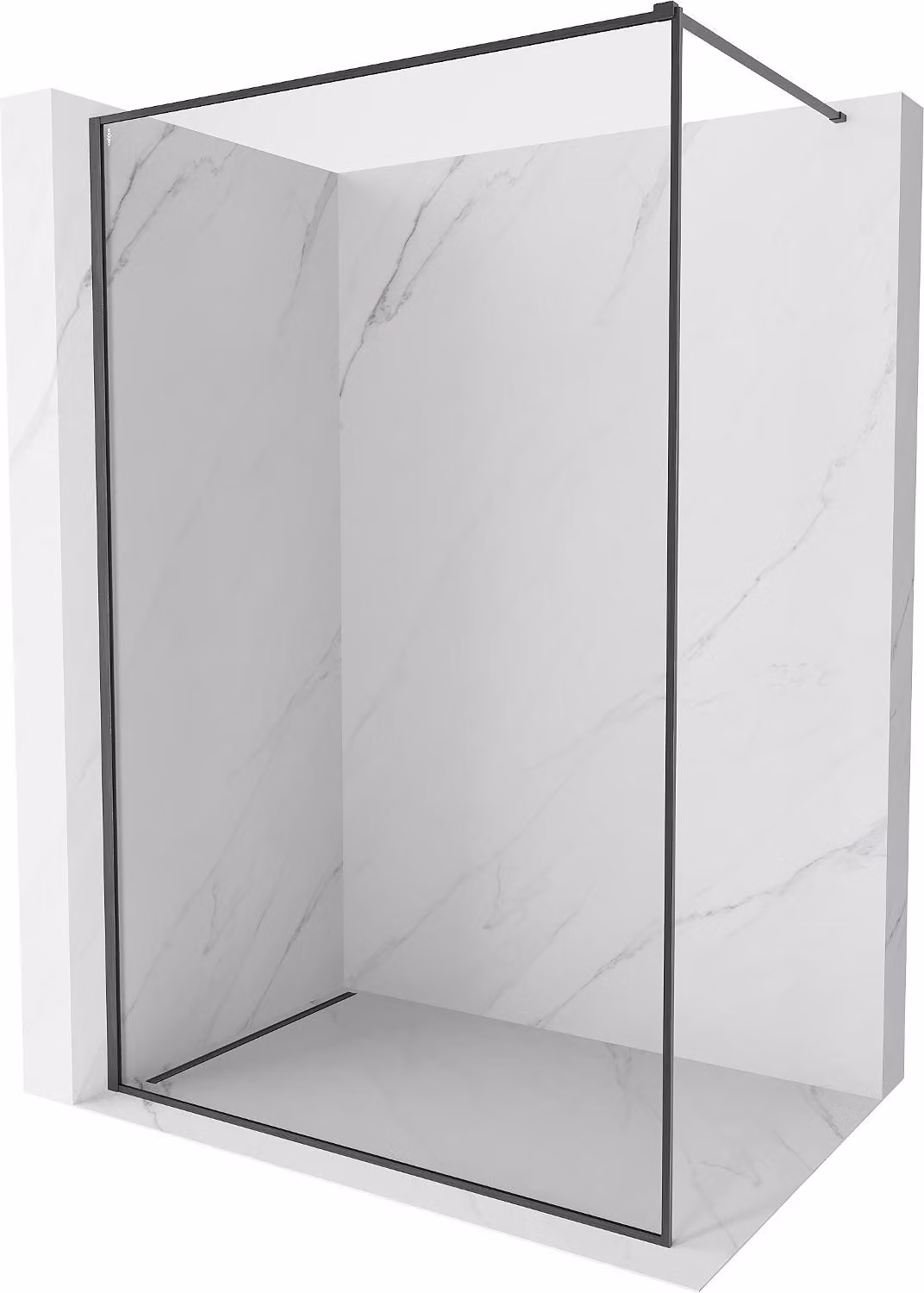 Mexen Kioto-F parete doccia Walk-in con cornice 100 x 202 cm, trasparente 8 mm, grigio canna di fucile spazzolato