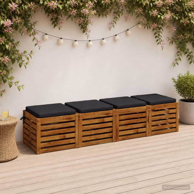 Set di 4 cuscini per sedia vidaXL in poliestere con fodera rimovibile e resistenza UV, disponibili in blu o nero