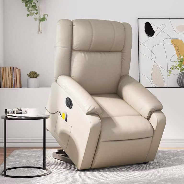 Poltrona Alzapersona Elettrica Reclinabile vidaXL in Similpelle Beige
