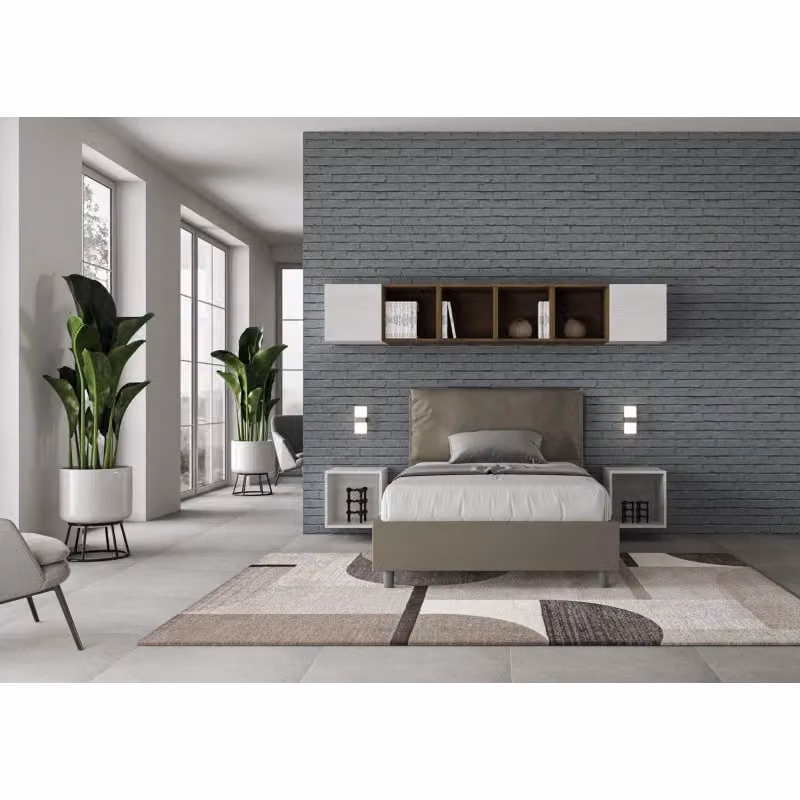 Letto imbottito Ityhome in similpelle beige L/P: 120 x 200 cm – 2