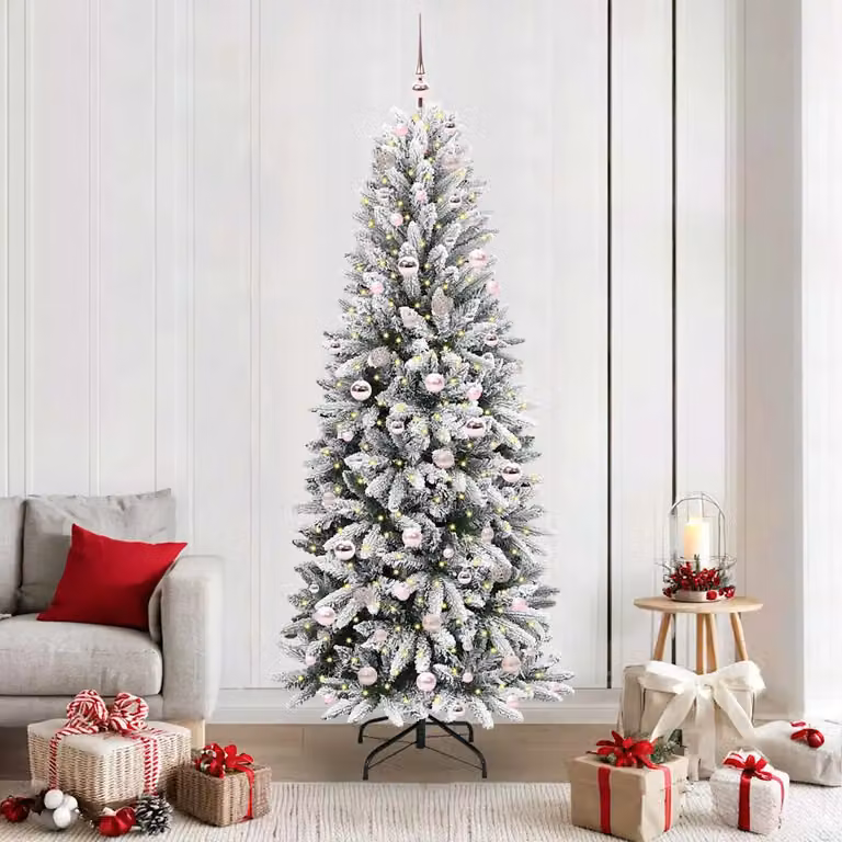 Albero di Natale artificiale moderno vidaXL bianco con 300 LED luce bianca calda, Altezza: 210 cm