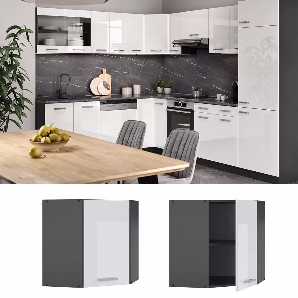 Mobile angolare da cucina R-Line Vicco Bianco lucido/Antracite L: 57 cm, P: 31 cm, H: 60 cm – 2