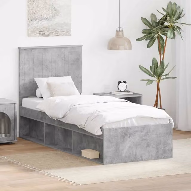 Struttura del letto-Giroletto Grigio Concret¨¨ 75 x 190 cm Pino massello 703871