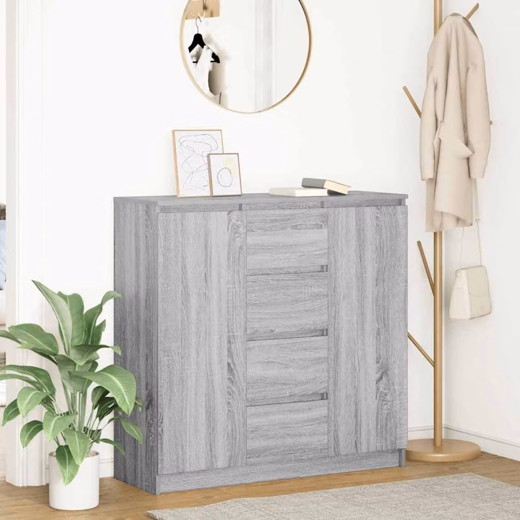 Credenza con cassetti vidaXL in grigio Sonoma, design moderno, L: 100,5 cm, P: 35 cm, H: 98,5 cm