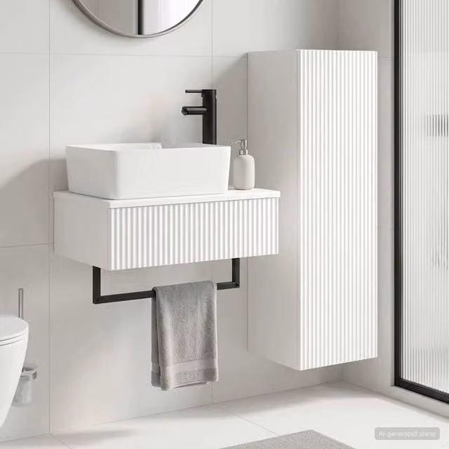 Set di mobili per il bagno 2 pz Bianco Lucido 3406107