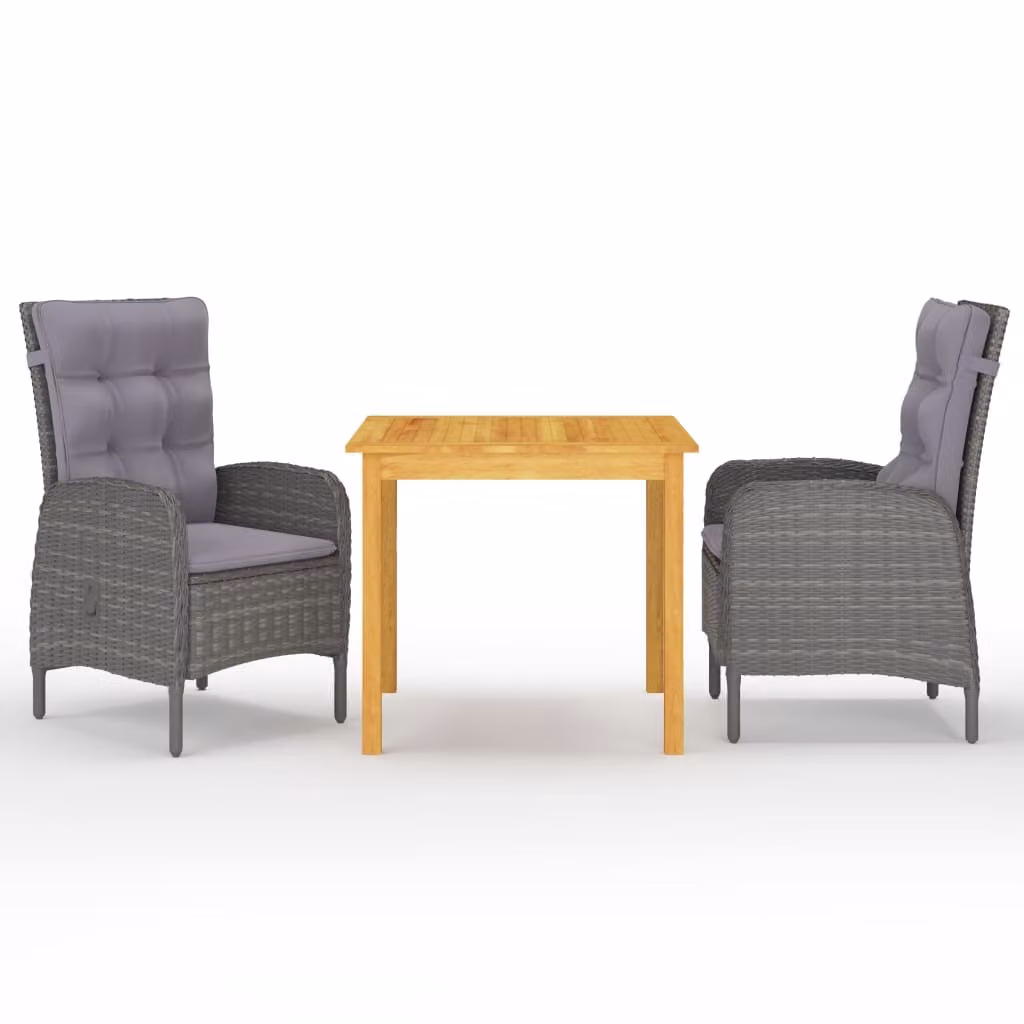Maison Exclusive - Set da pranzo da giardino a 3 pezzi, grigio