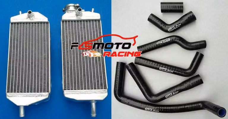 Radiatore in alluminio con manicotto in silicone, compatibile con moto Gas Gas MX/SM/EC 200, 250, 300, modelli dal 2007 al 2015