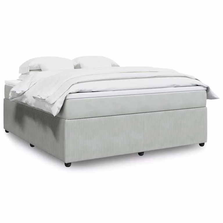 vidaXL Giroletto a Molle con Materasso Ibrido in Velluto Grigio Chiaro L/P: 180 x 200 cm