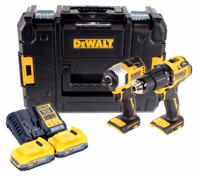 DeWalt DCK 2062 E2T Combo pack a batteria 18 V DCD 709 Avvitatore a percussione + DCF 809 Avvitatore a percussione + 2x batteria Powerstack 1,7 Ah + caricabatteria + TSTAK