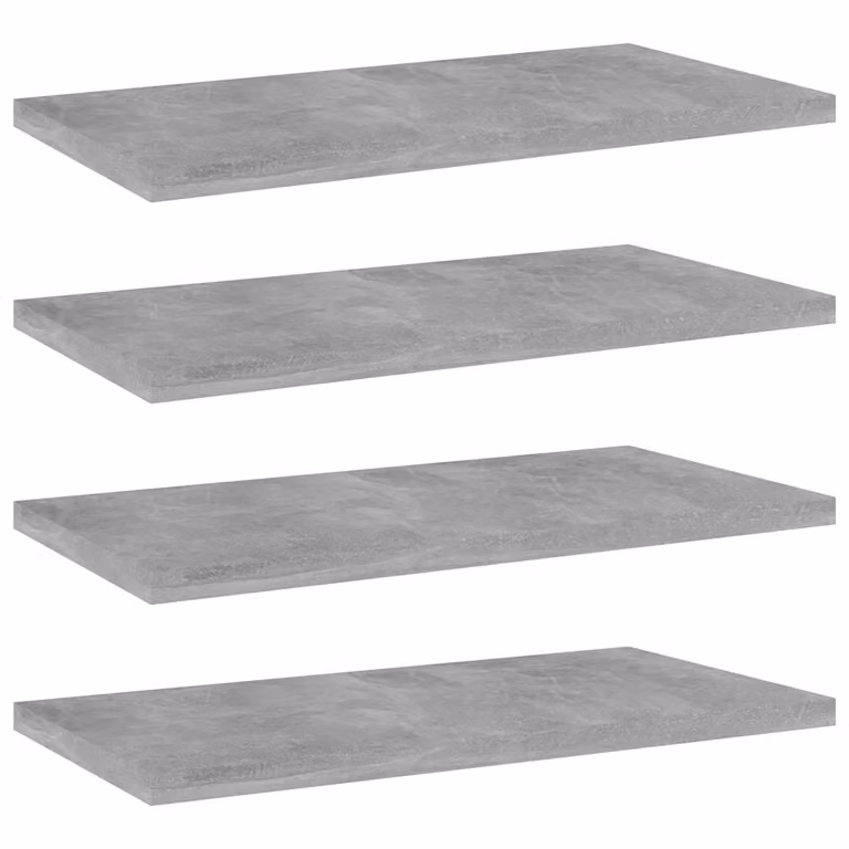 Set di 4 ripiani per libreria vidaXL in legno multistrato, colore grigio cemento, L 40 cm x P 20 cm x H 1,5 cm