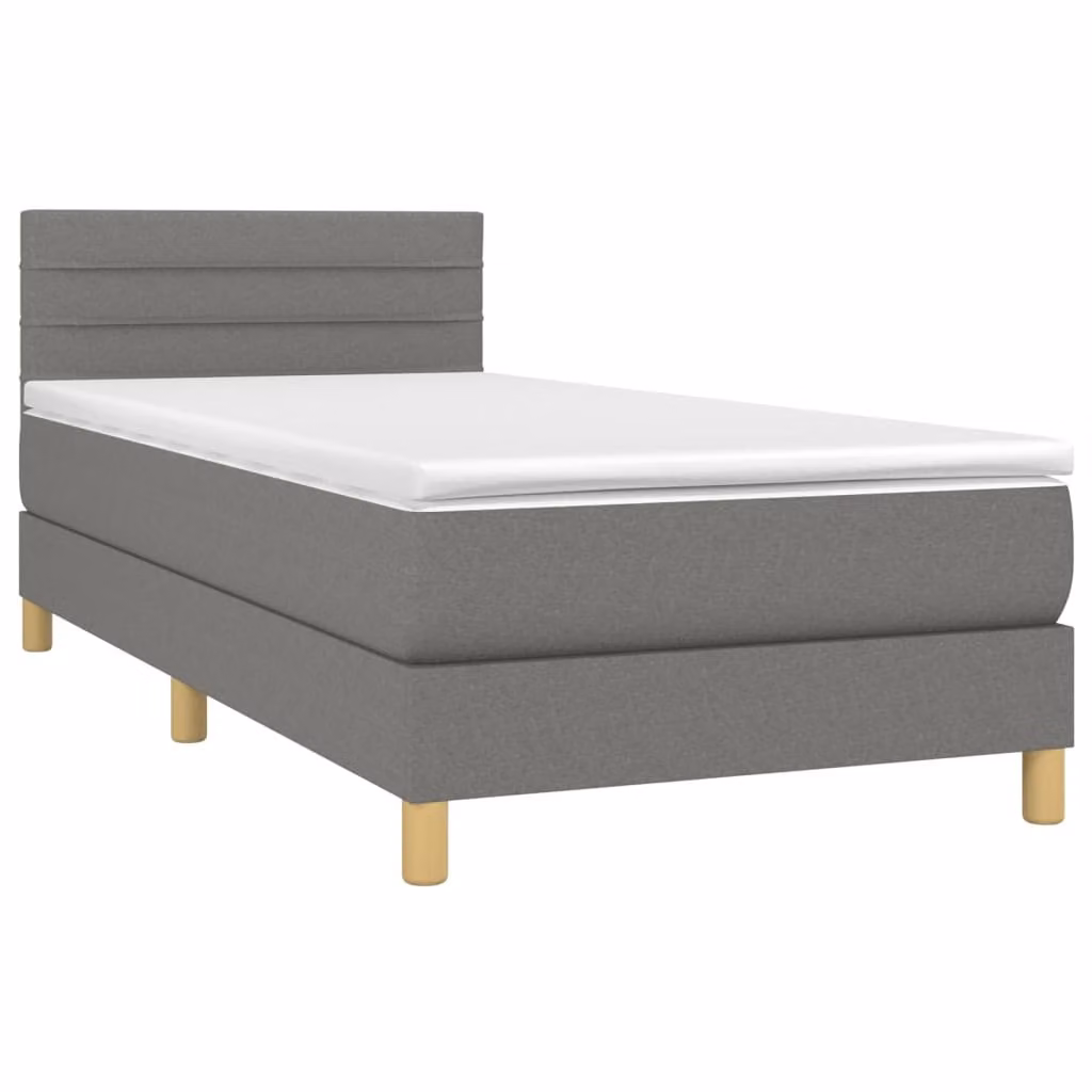 Giroletto a Molle con Materasso Grigio Scuro 90x190 cm Tessuto