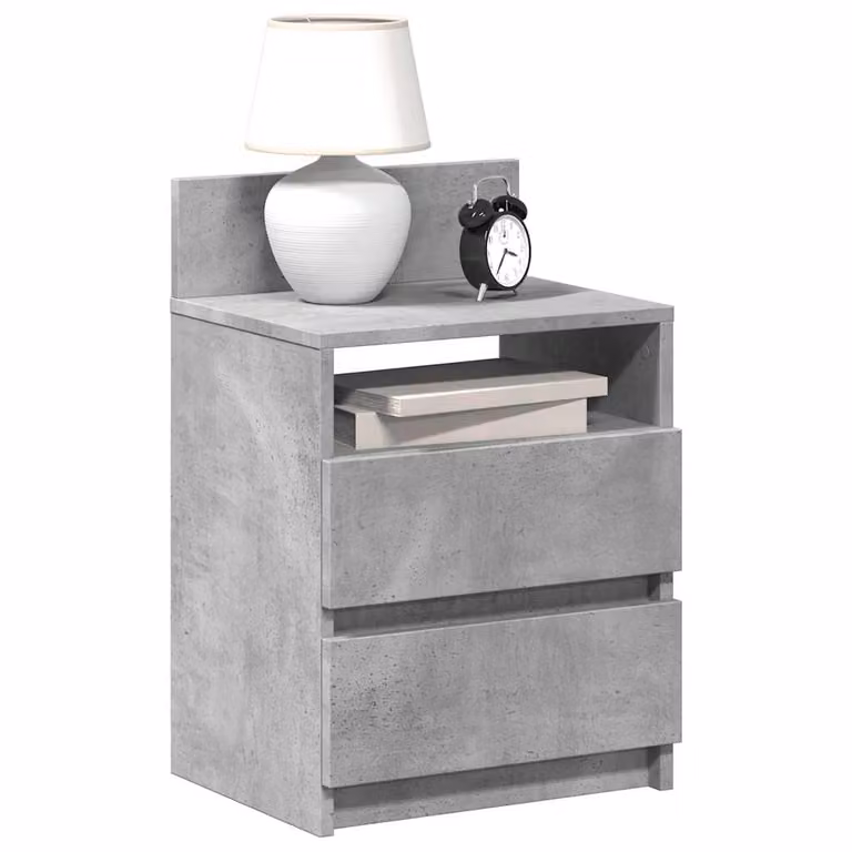 Set di 2 comodini vidaXL con 2 cassetti in stile moderno, colore grigio cemento, L 40 cm x P 33 cm x H 60 cm