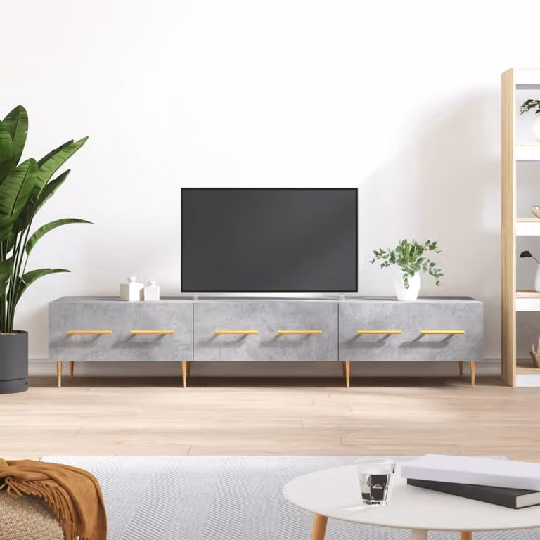 vidaXL Mobile Porta TV Moderno Grigio con Compartimenti Media in Legno e Metallo L: 150 cm, P: 36 cm, H: 30 cm
