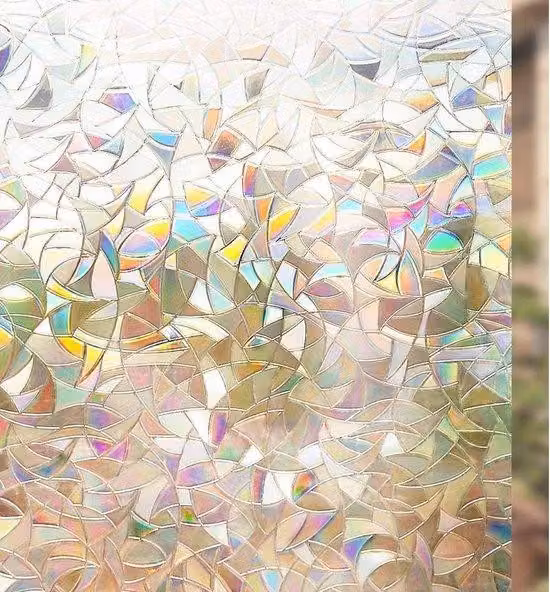 Pellicola elettrostatica opaca 3D per vetri, pellicola per la privacy 44,5 x 200 cm, decorazione per finestre con protezione solare, pellicola per finestre con effetto arcobaleno anti-sguardo, decorazione per camera da letto e cucina